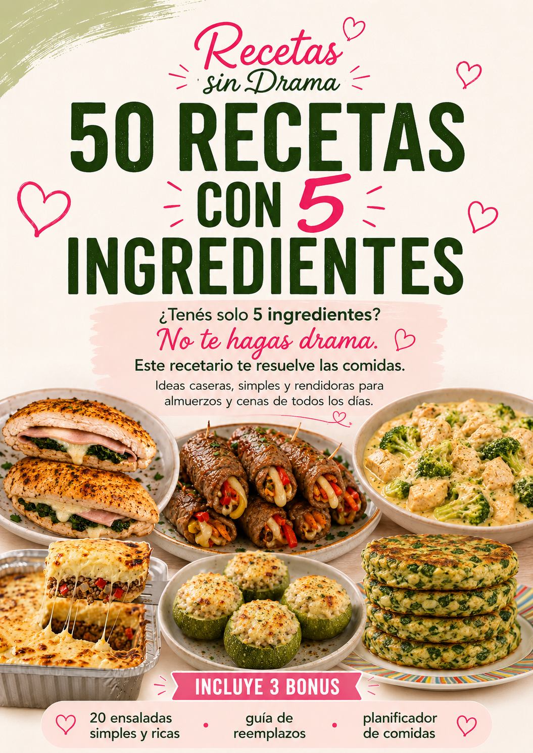 50 recetas con 5 ingredientes + 3 bonus